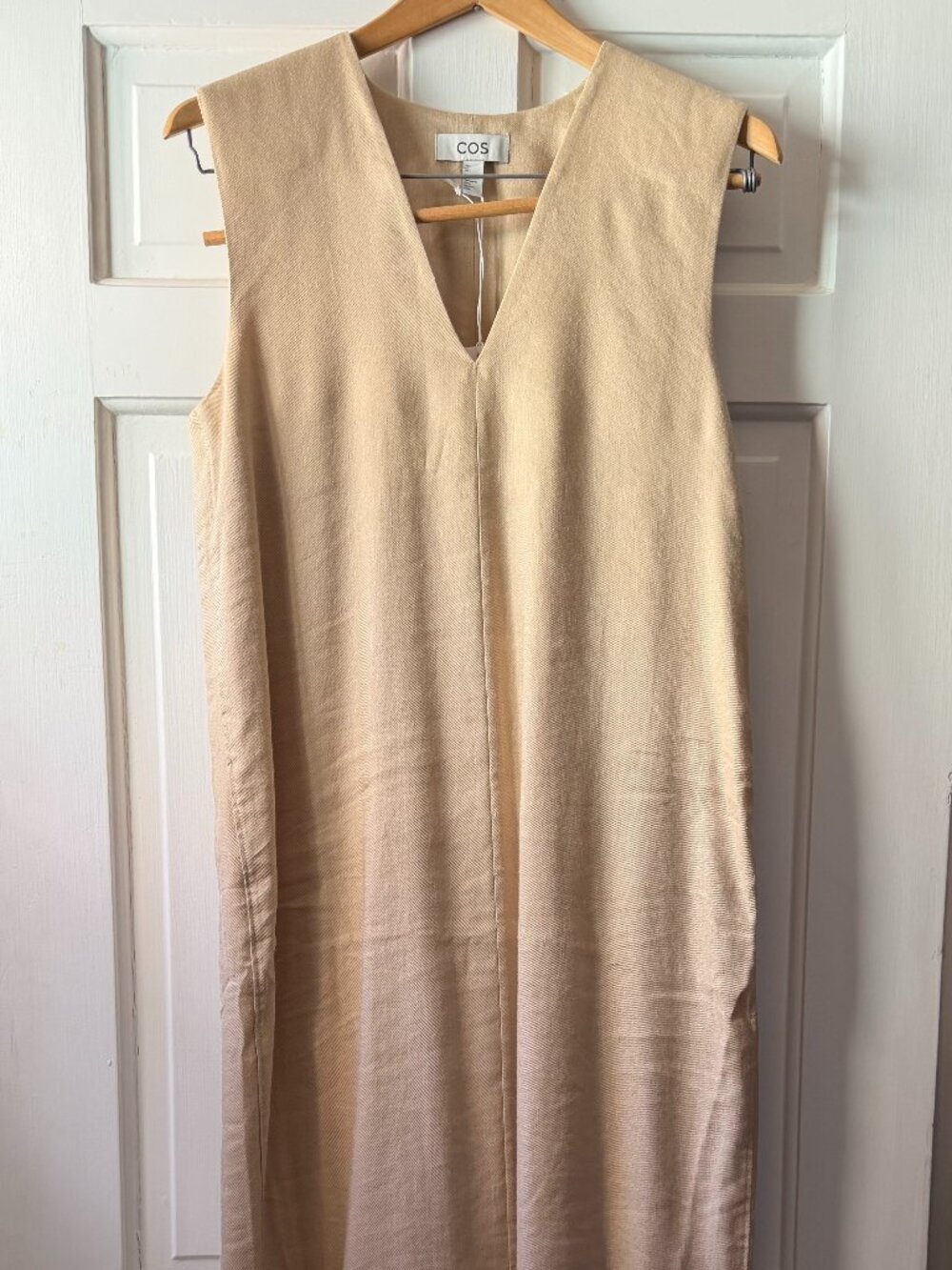 NEW COS Maxi Linen-Blend Dress, Tan, 6